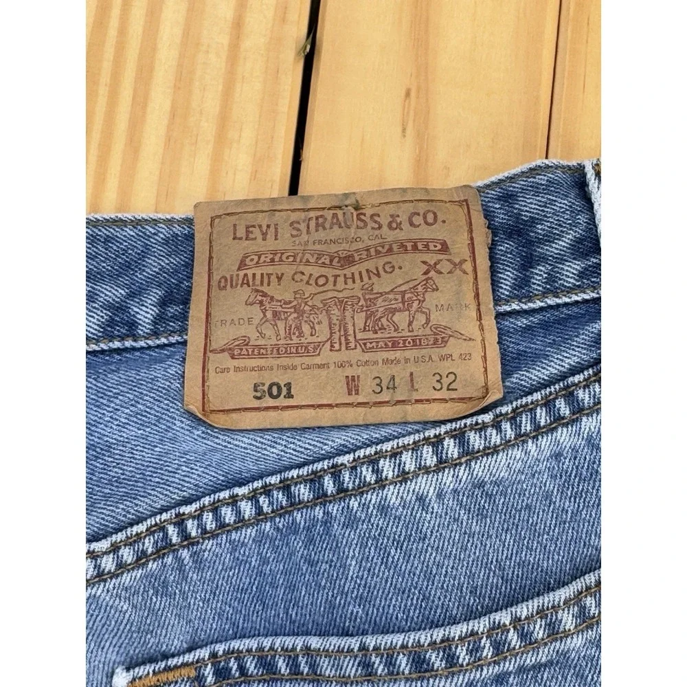 Vtg‎ 90s Levi's Jeans 501-0115 XX Button Fly USA Made Mens Size 34/32 Light Wash